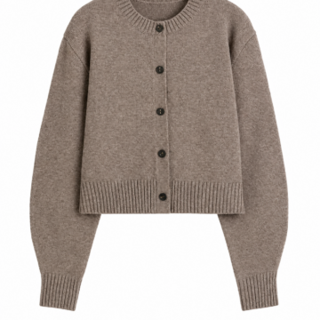 Heather Taupe Cropped Boxy Cardigan