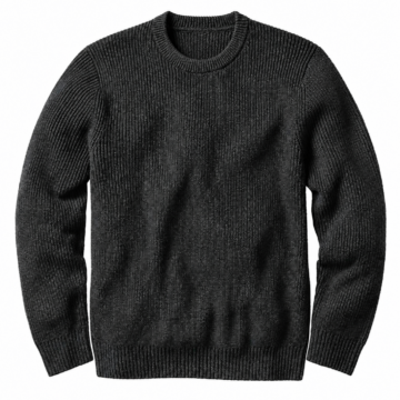 Charcoal Grey Ribbed Crewneck Sweater
