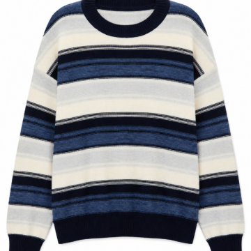 Multicolor Striped Oversized Crewneck Sweater