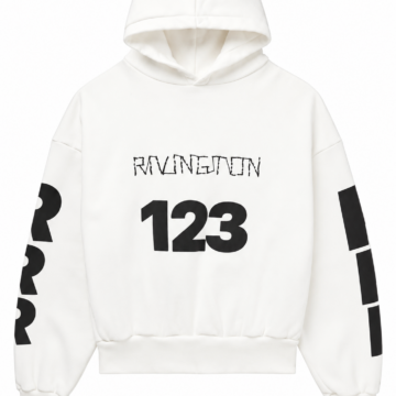 White Graphic Pullover Hoodie with Text Print