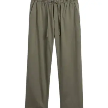 Olive Green Drawstring Straight-Leg Pants