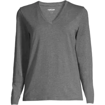 Heathered Gray Long-Sleeve V-Neck T-Shirt