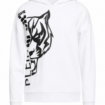 White Pullover Hoodie with Tiger Graphic