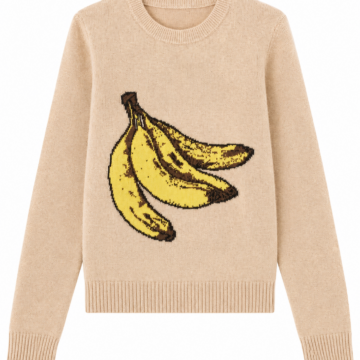 Beige Banana Graphic Crew Neck Sweater