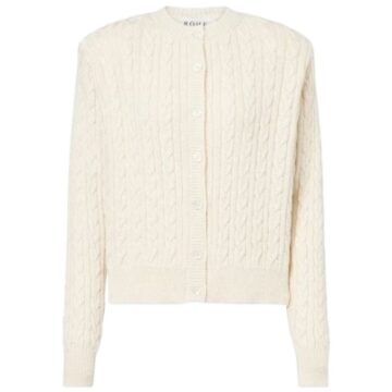 Cream Cable Knit Button-Front Cardigan