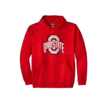 Red Pullover Hoodie with Chest Graphic