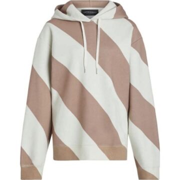 Oversized Hooded Sweatshirt with Diagonal Stripes